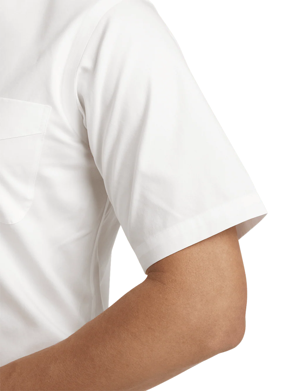 Non-Iron Cotton Pinpoint Solid Button Down Collar Short Sleeve Dress Shirt - White - Image 4
