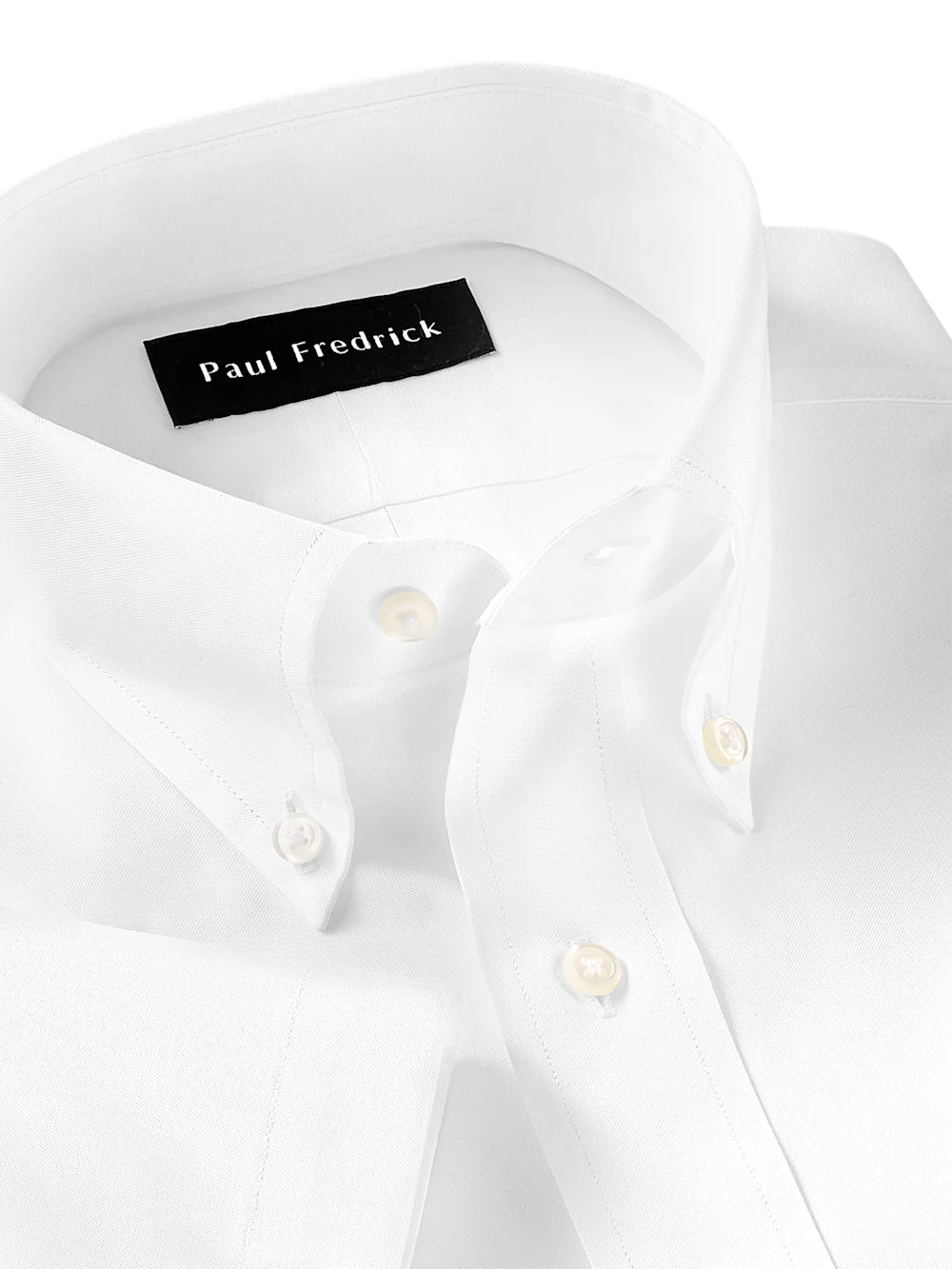 Non-Iron Cotton Pinpoint Solid Button Down Collar Short Sleeve Dress Shirt - White - Image 7