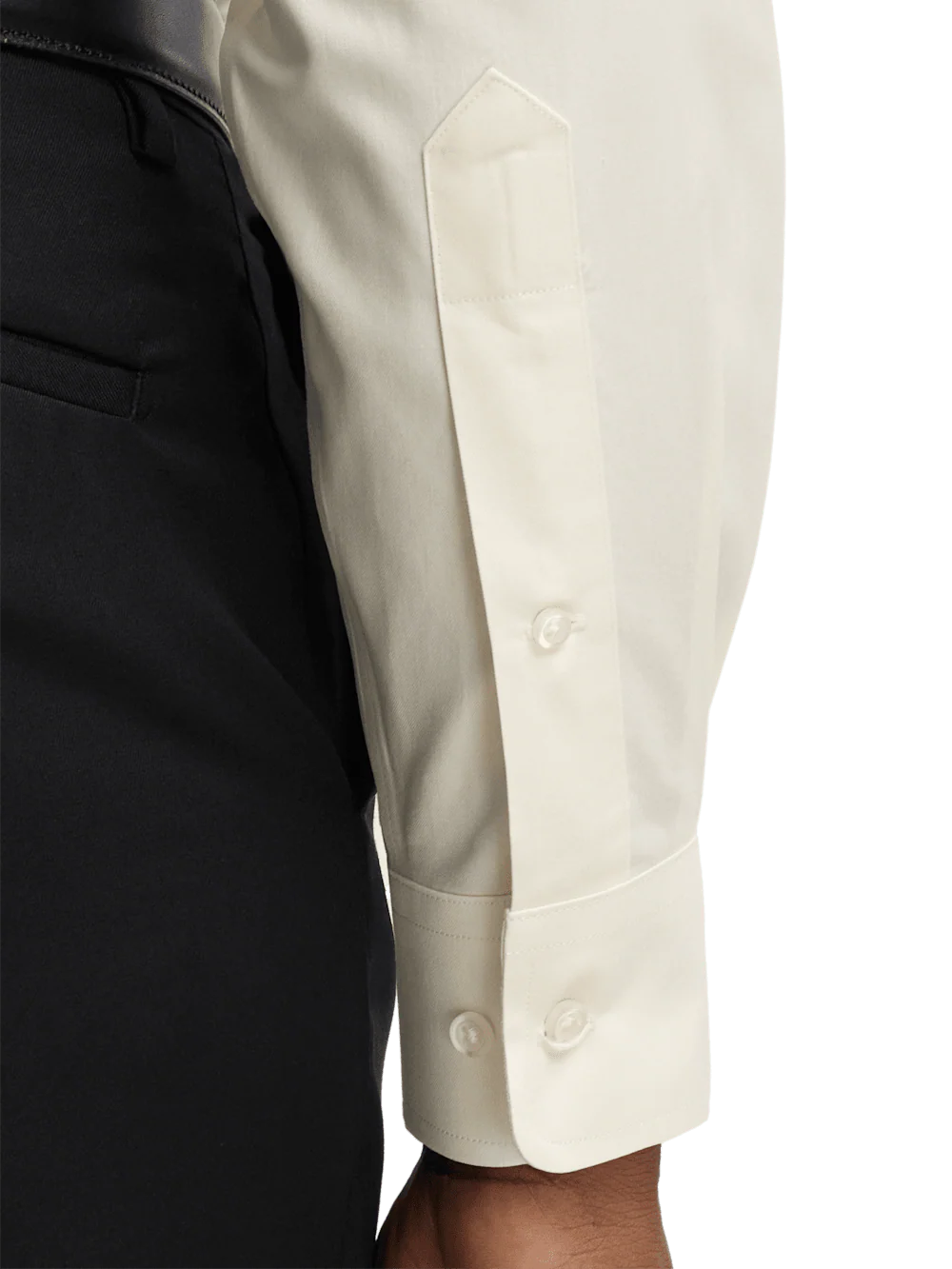 Non-Iron Cotton Pinpoint Solid Point Collar Dress Shirt - Ecru - Image 4