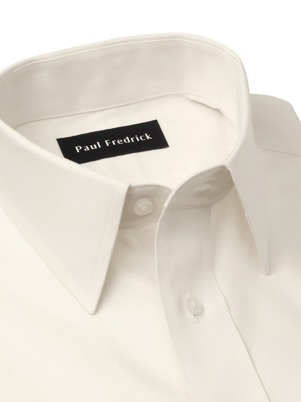 Non-Iron Cotton Pinpoint Solid Point Collar Dress Shirt - Ecru - Image 7