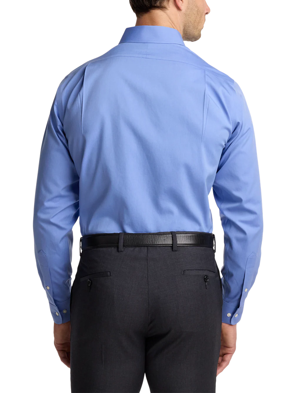 Non-Iron Cotton Pinpoint Solid Point Collar Dress Shirt - French Blue - Image 5