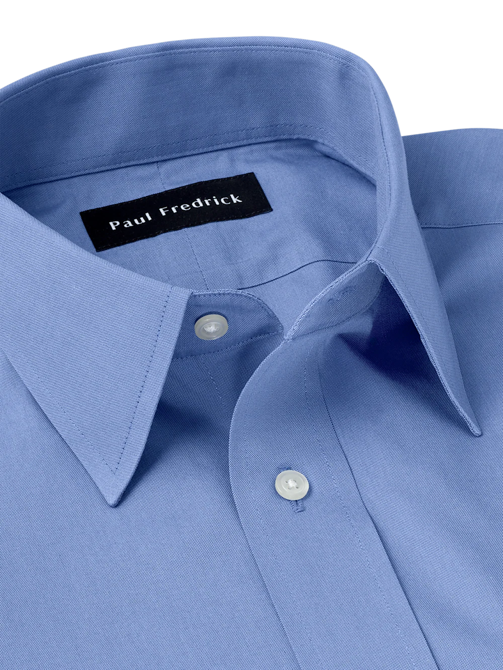 Non-Iron Cotton Pinpoint Solid Point Collar Dress Shirt - French Blue - Image 7
