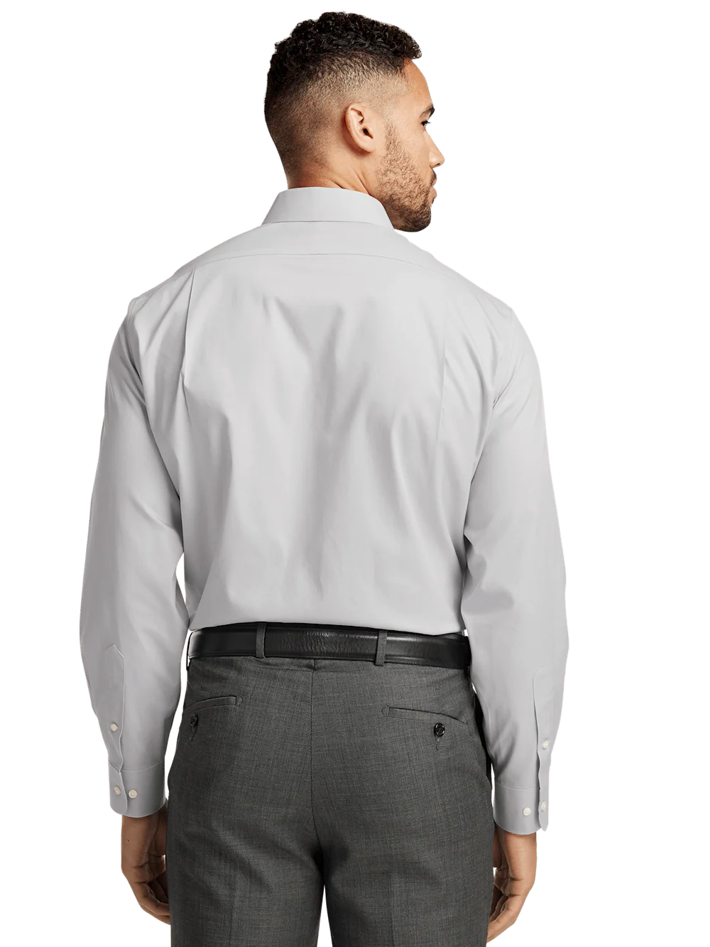 Non-Iron Cotton Pinpoint Solid Point Collar Dress Shirt - Grey - Image 5