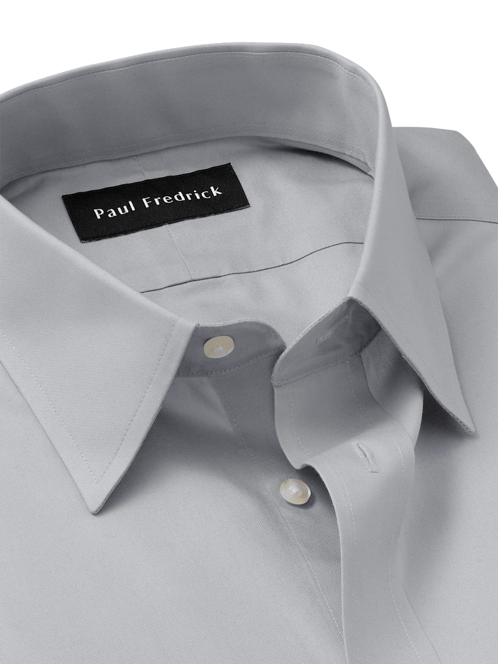 Non-Iron Cotton Pinpoint Solid Point Collar Dress Shirt - Grey - Image 7