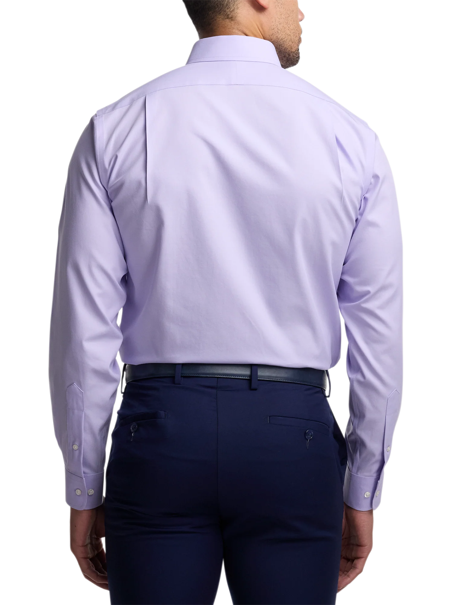 Non-Iron Cotton Pinpoint Solid Point Collar Dress Shirt - Lavender - Image 5
