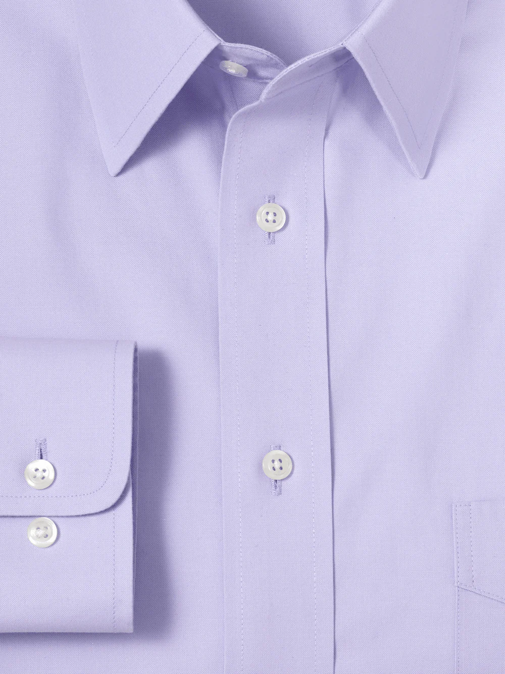 Non-Iron Cotton Pinpoint Solid Point Collar Dress Shirt - Lavender - Image 6