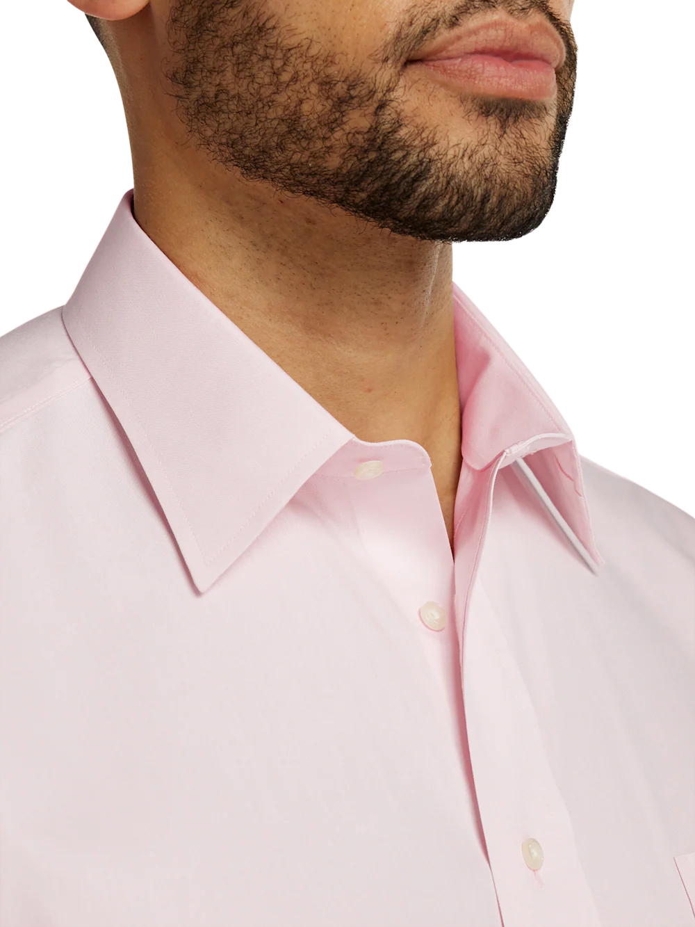 Non-Iron Cotton Pinpoint Solid Point Collar Dress Shirt - Pink - Image 3