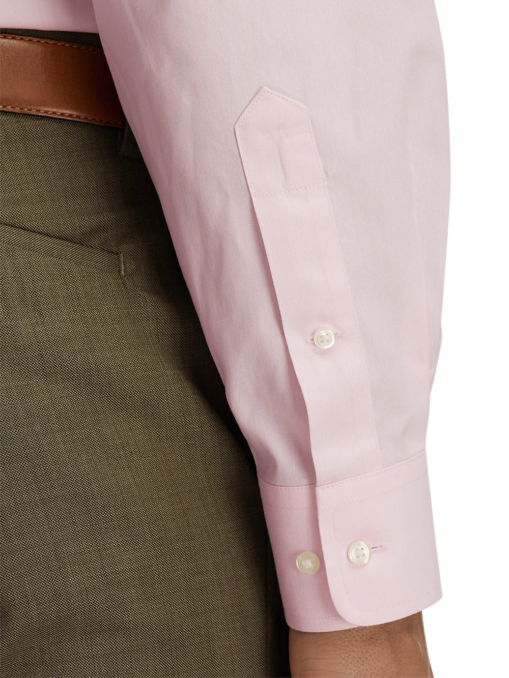 Non-Iron Cotton Pinpoint Solid Point Collar Dress Shirt - Pink - Image 4