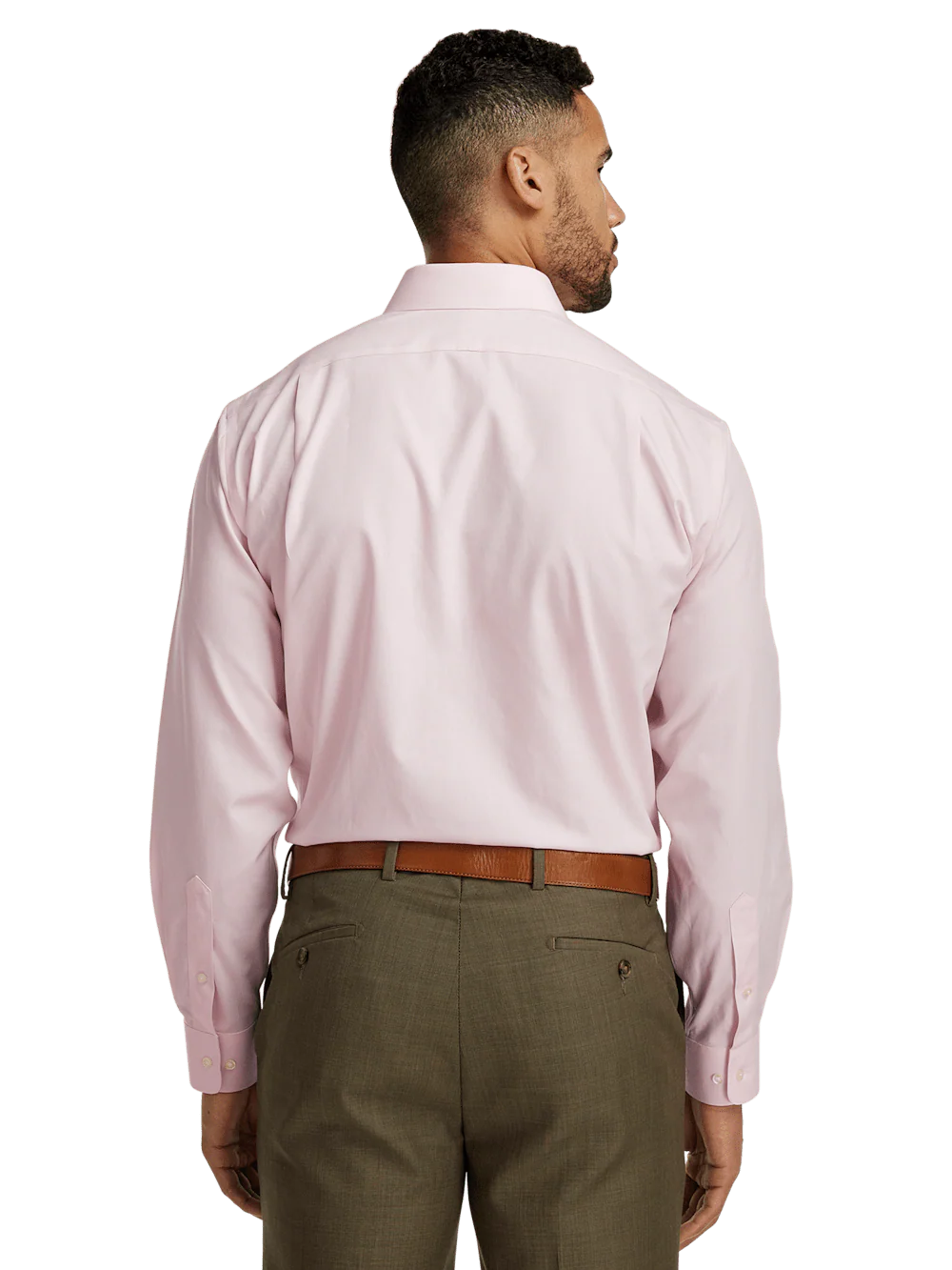 Non-Iron Cotton Pinpoint Solid Point Collar Dress Shirt - Pink - Image 5