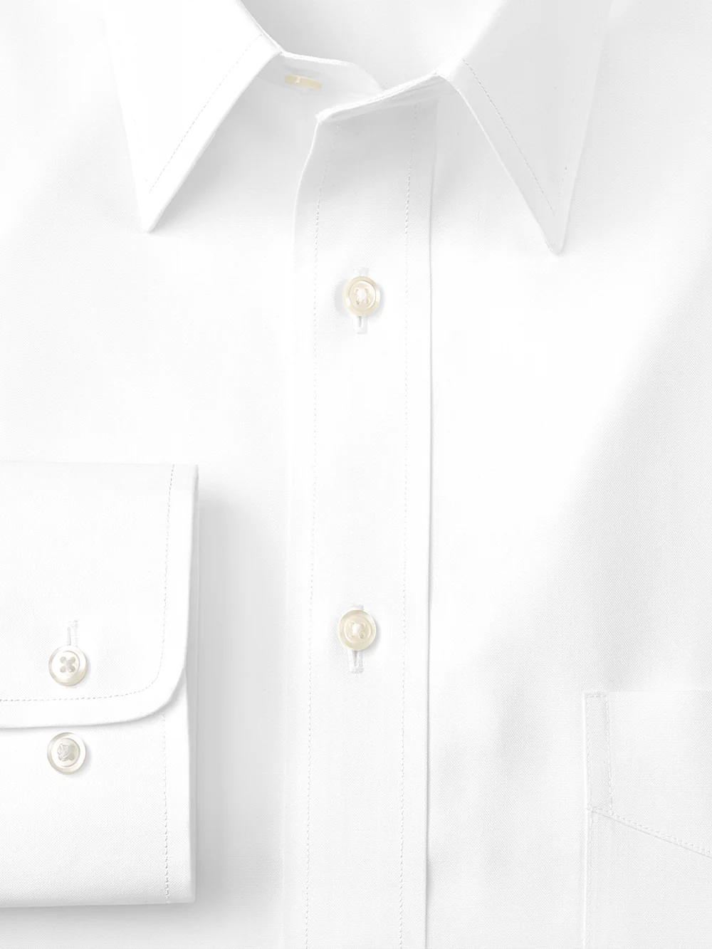 Non-Iron Cotton Pinpoint Solid Point Collar Dress Shirt - White - Image 6