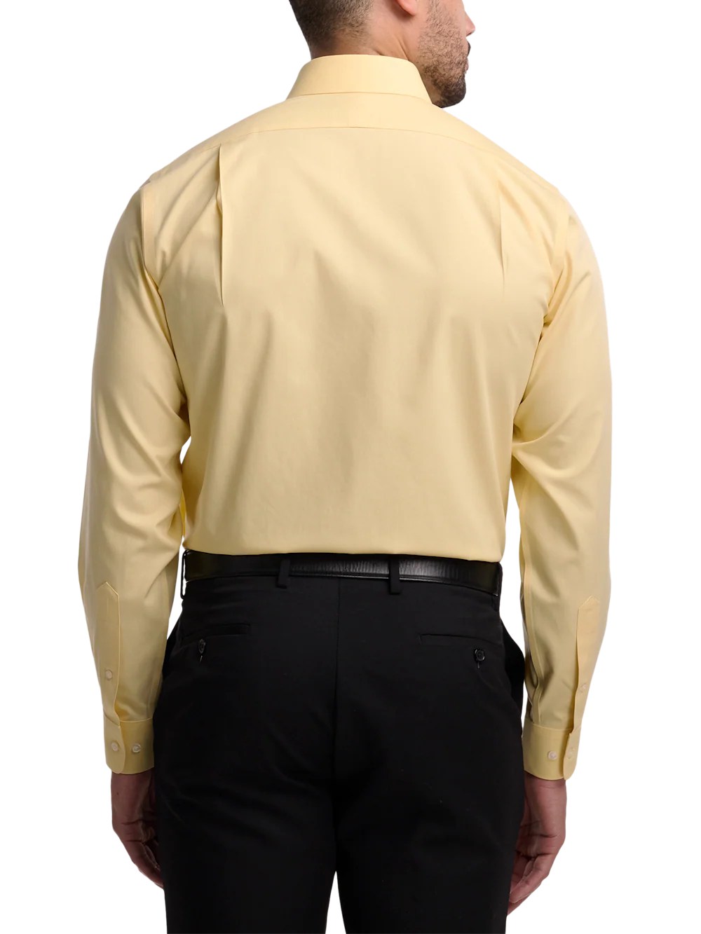 Non-Iron Cotton Pinpoint Solid Point Collar Dress Shirt - Yellow - Image 5