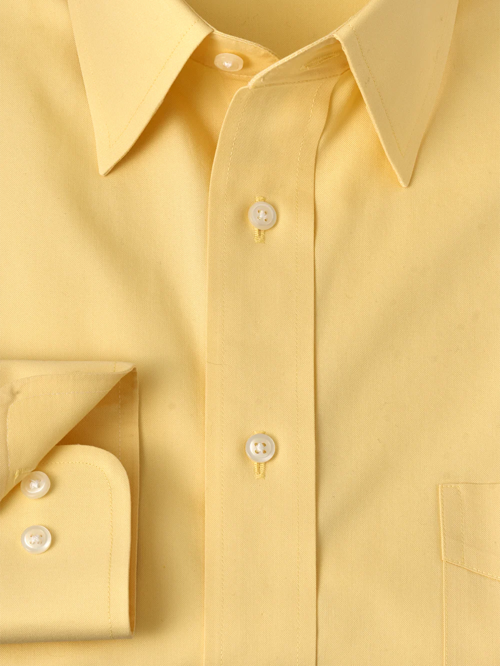 Non-Iron Cotton Pinpoint Solid Point Collar Dress Shirt - Yellow - Image 6