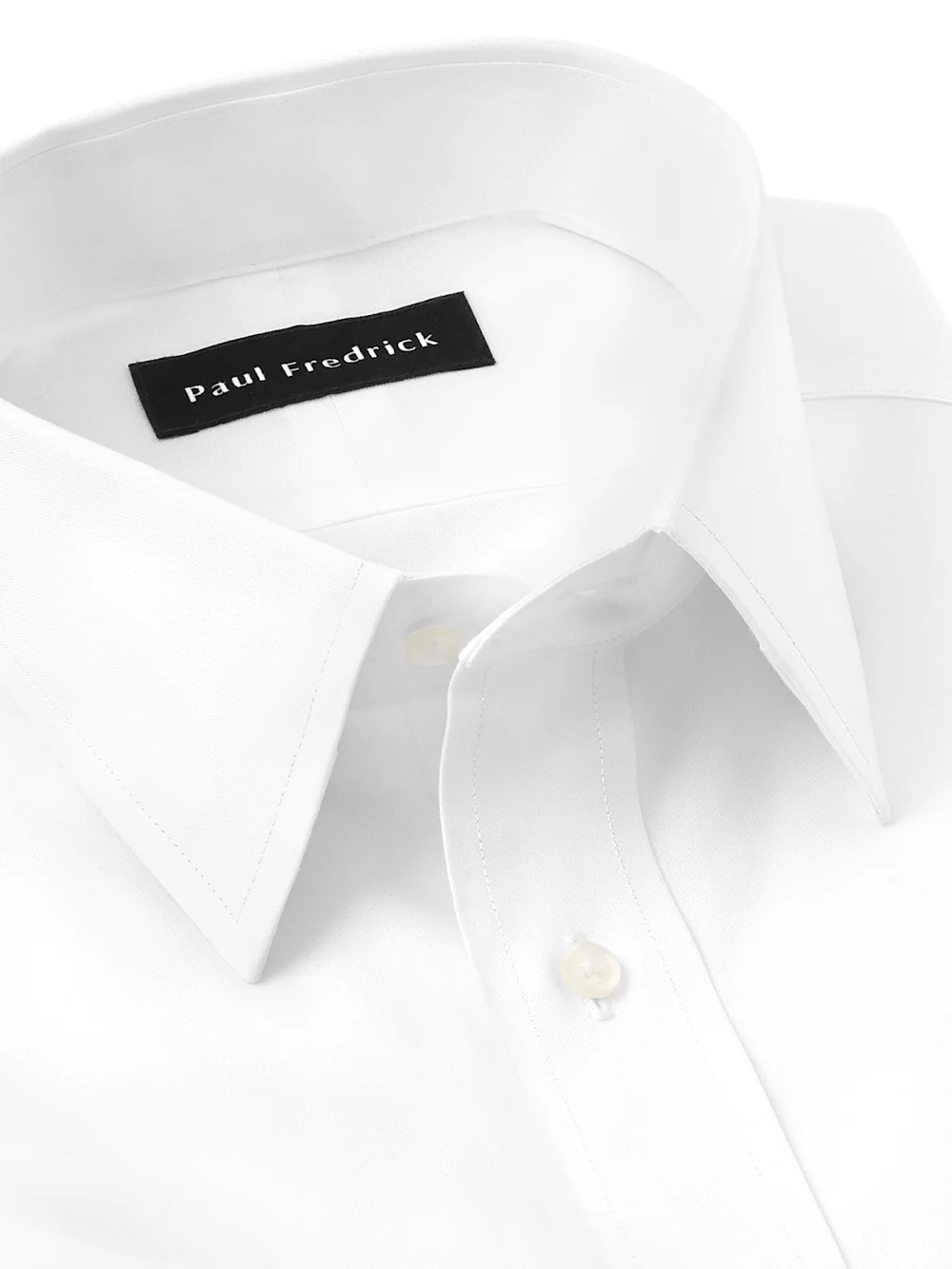 Non-Iron Cotton Pinpoint Solid Point Collar French Cuff Dress Shirt - White - Image 7