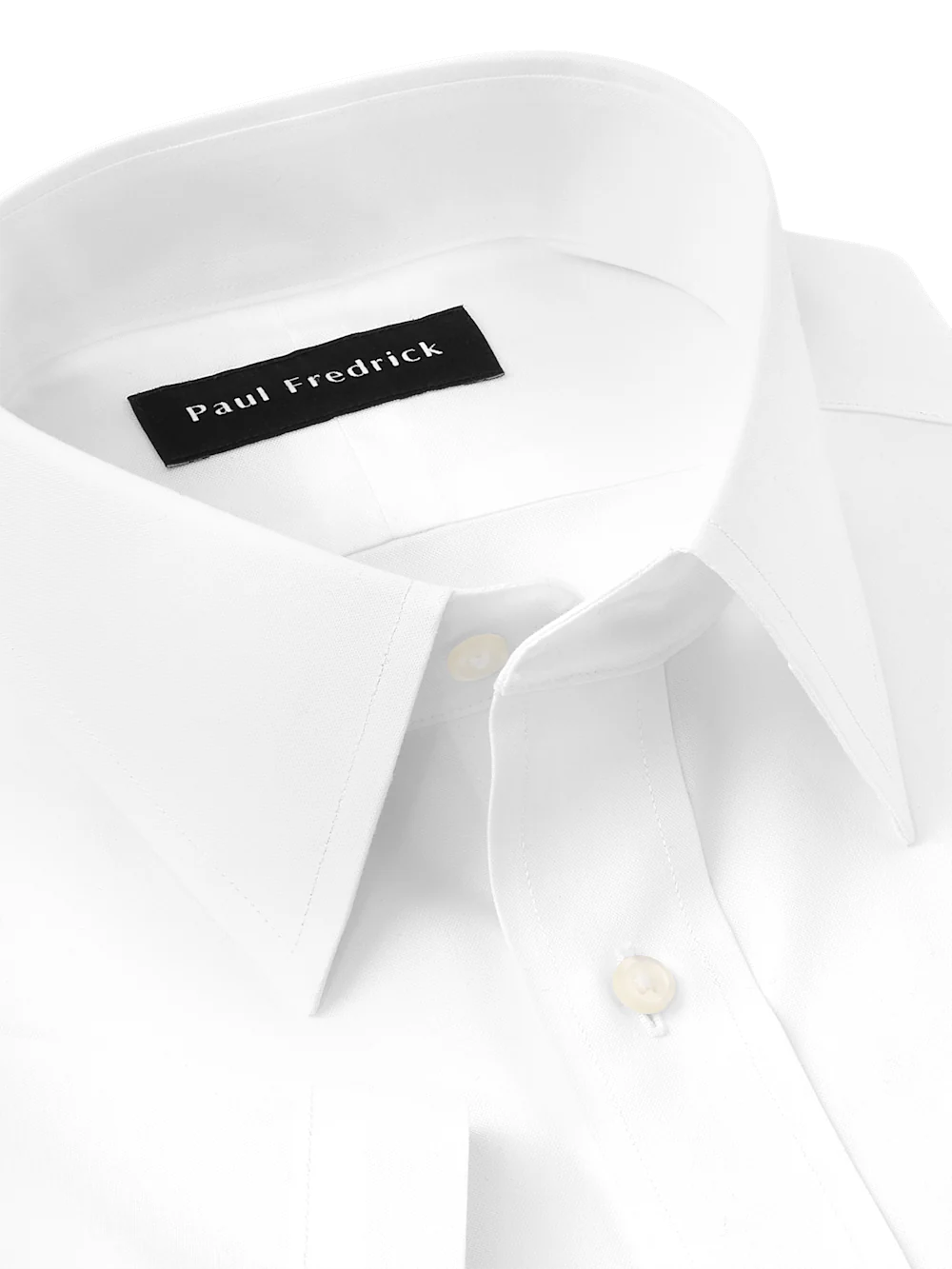 Non-Iron Cotton Pinpoint Solid Point Collar Short Sleeve Dress Shirt - White - Image 7