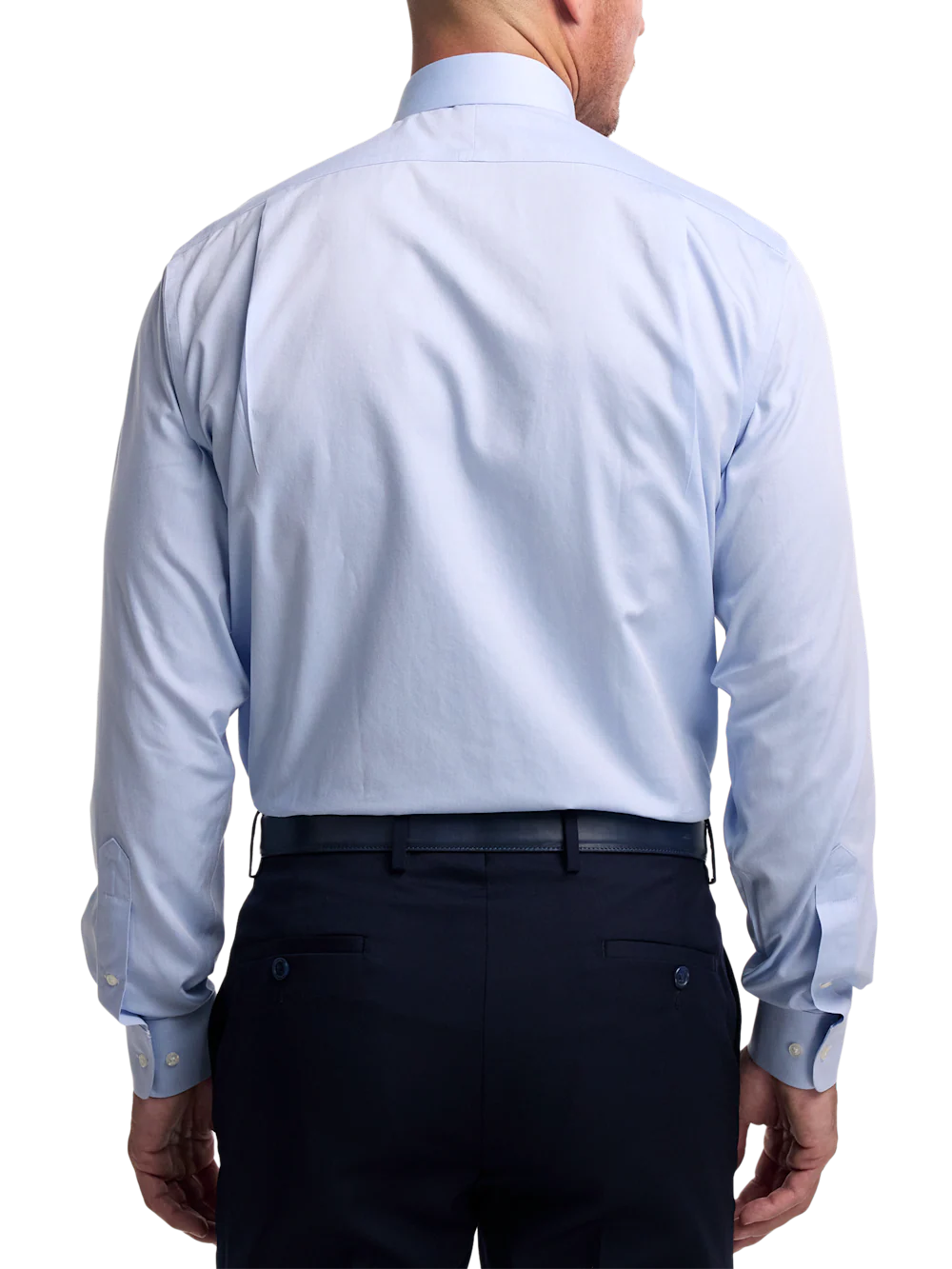 Non-Iron Cotton Pinpoint Solid Snap Tab Collar Dress Shirt - Blue - Image 5