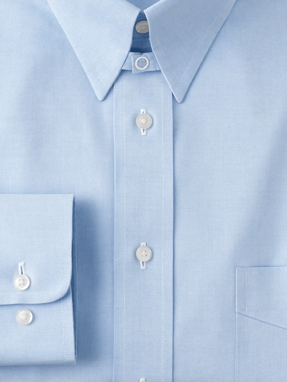 Non-Iron Cotton Pinpoint Solid Snap Tab Collar Dress Shirt - Blue - Image 6