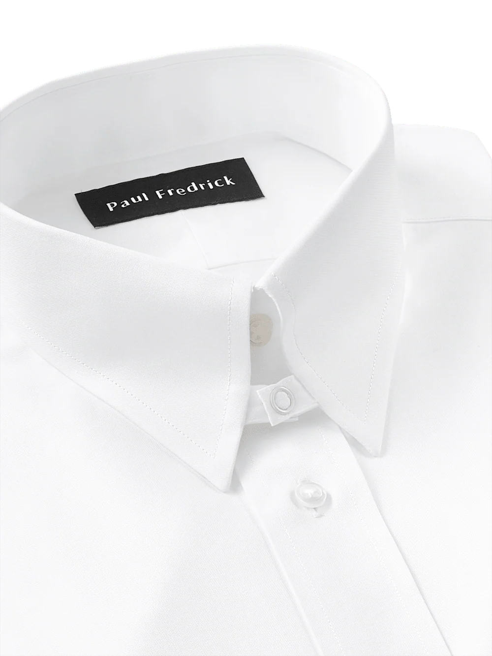 Non-Iron Cotton Pinpoint Solid Snap Tab Collar Dress Shirt - White - Image 7