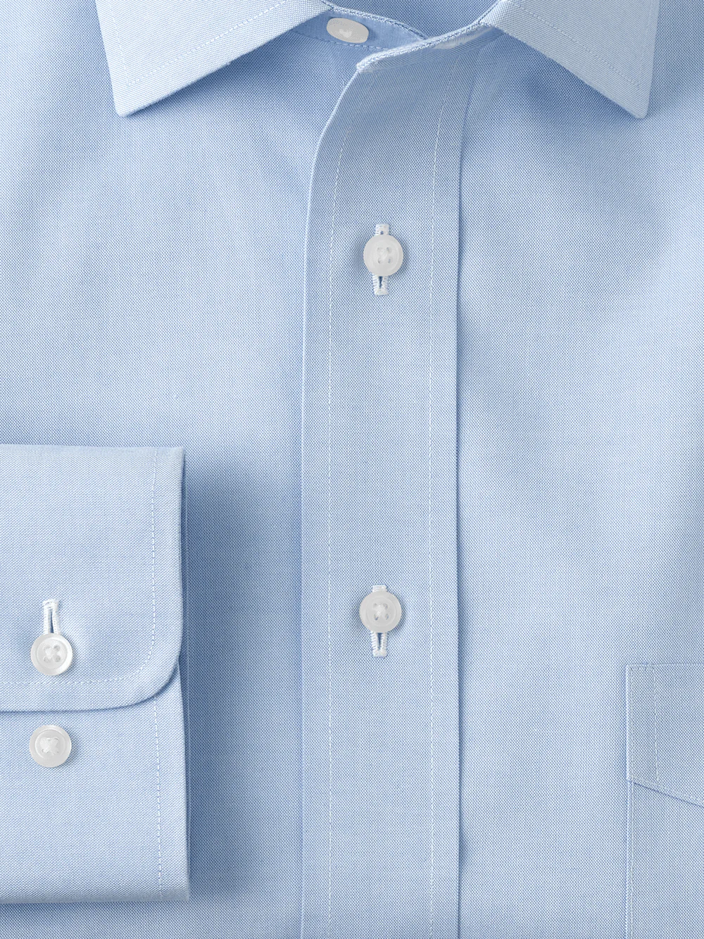 Non-Iron Cotton Pinpoint Solid Spread Collar Dress Shirt - Blue - Image 6