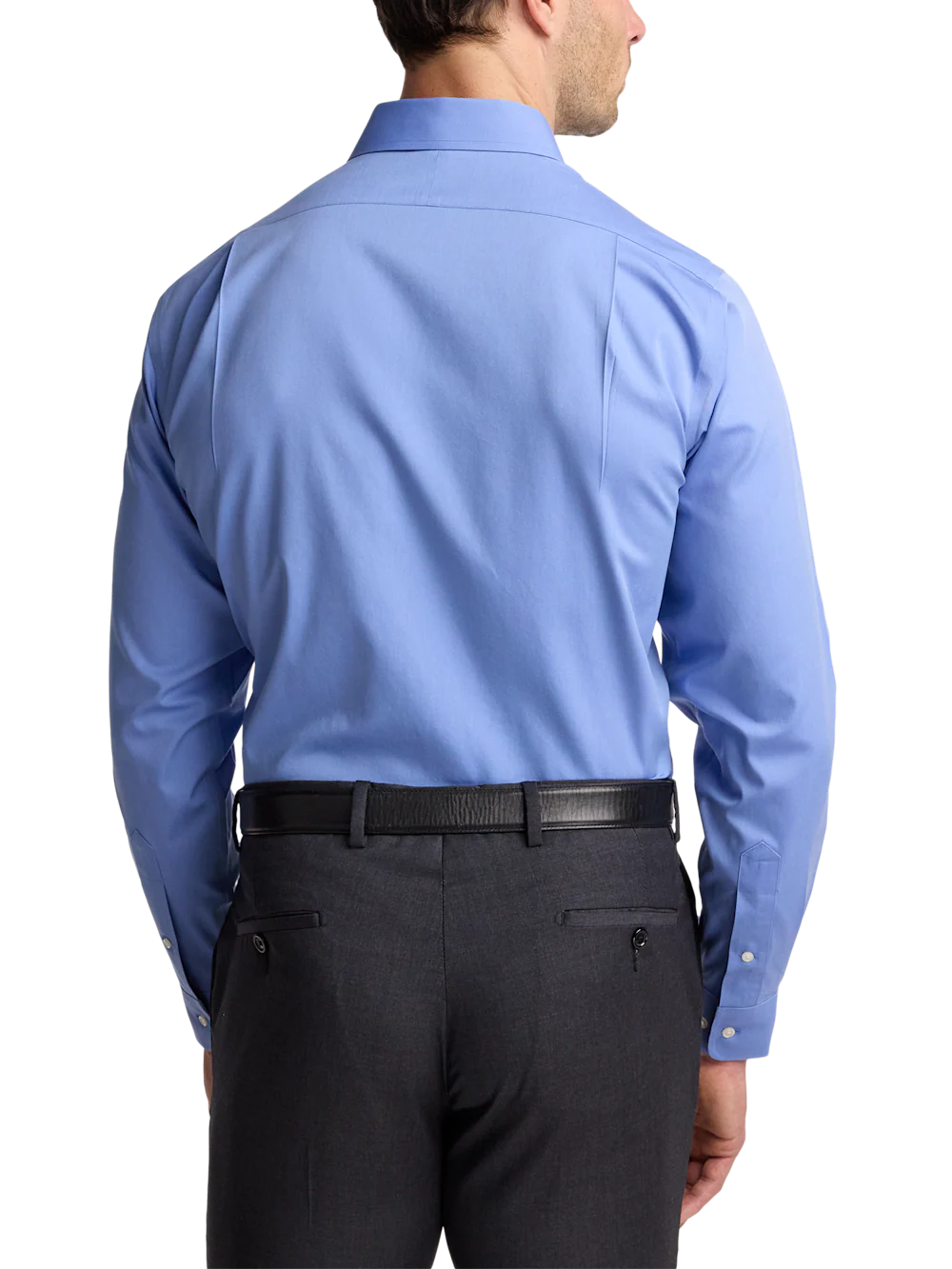 Non-Iron Cotton Pinpoint Solid Spread Collar Dress Shirt - French Blue - Image 5