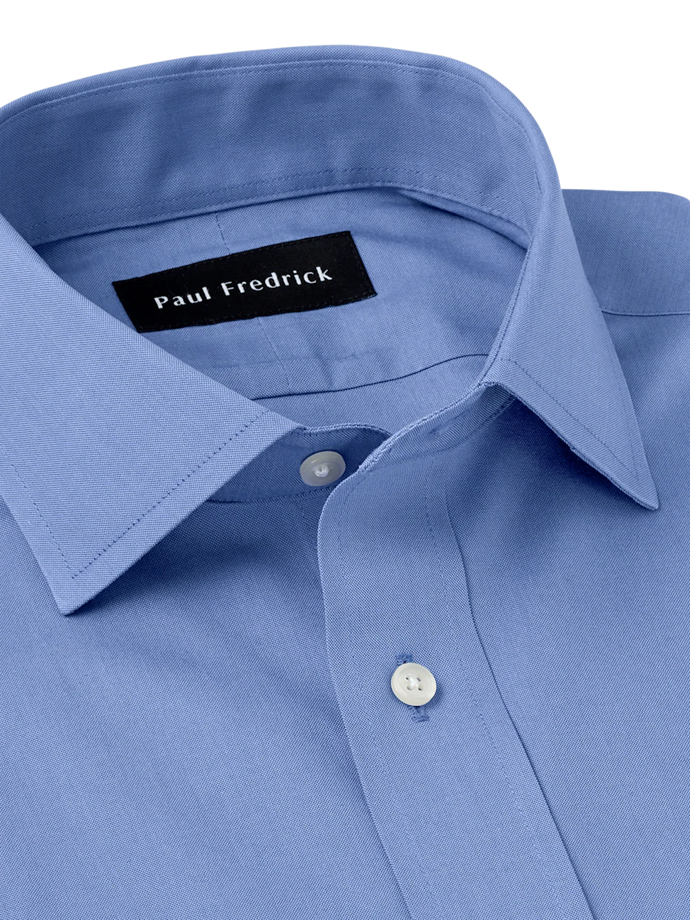 Non-Iron Cotton Pinpoint Solid Spread Collar Dress Shirt - French Blue - Image 7