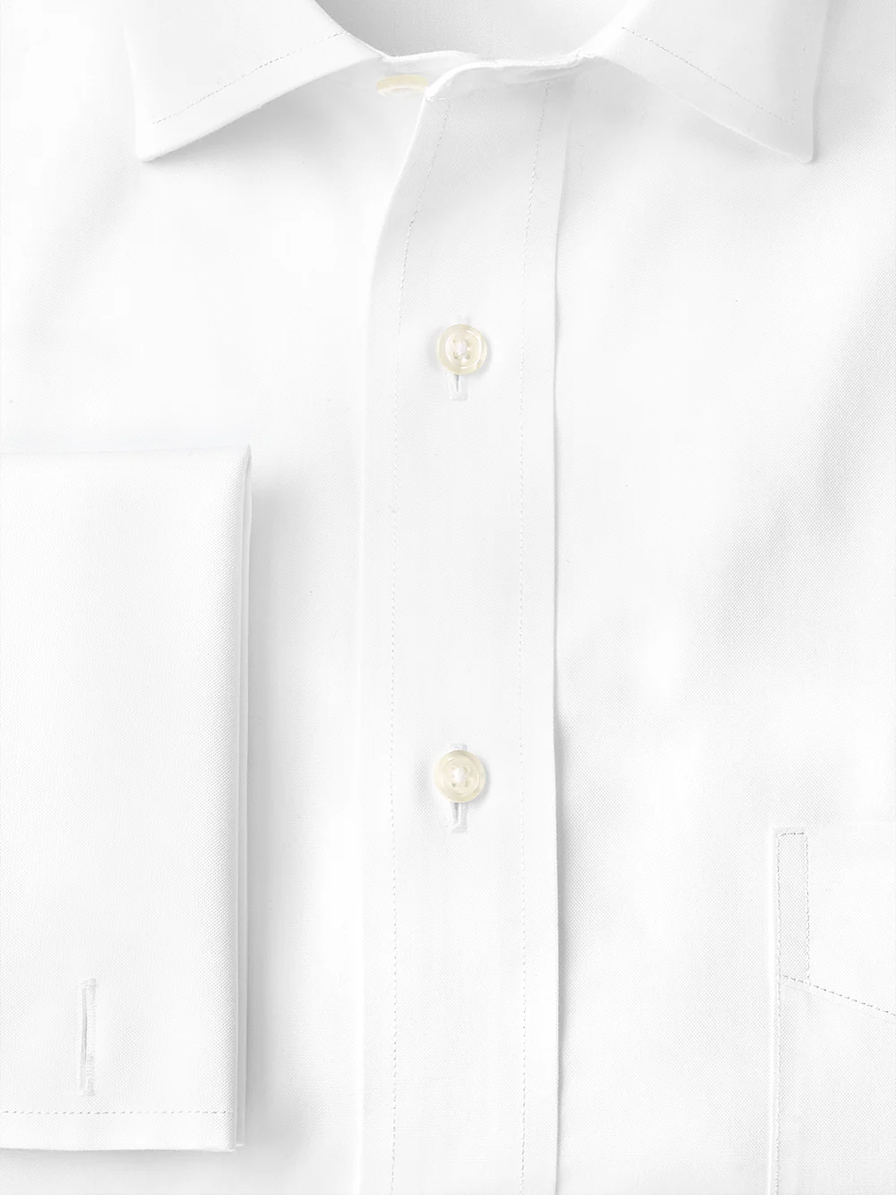 Non-Iron Cotton Pinpoint Solid Spread Collar French Cuff Dress Shirt - White - Image 6
