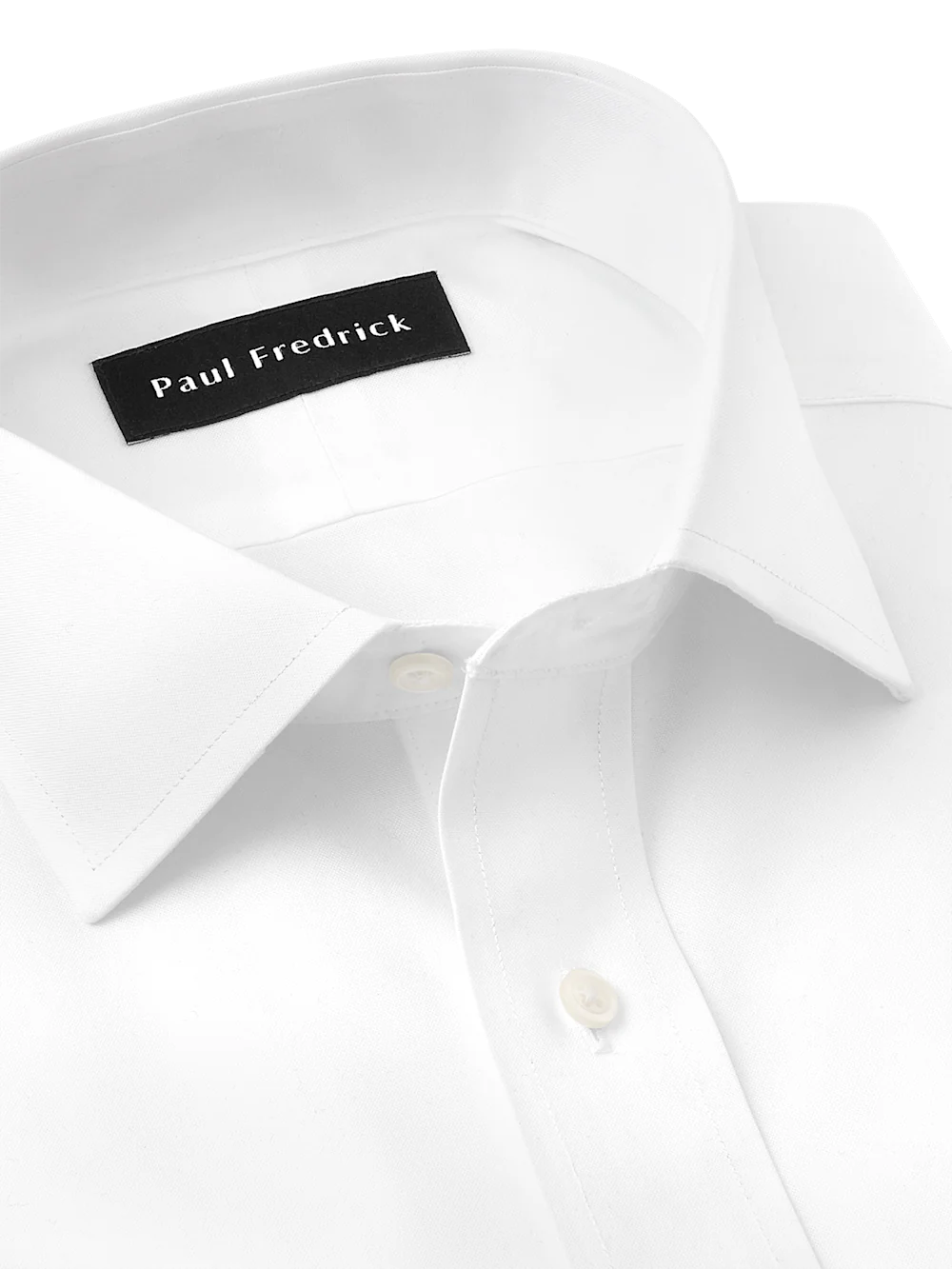 Non-Iron Cotton Pinpoint Solid Spread Collar French Cuff Dress Shirt - White - Image 7