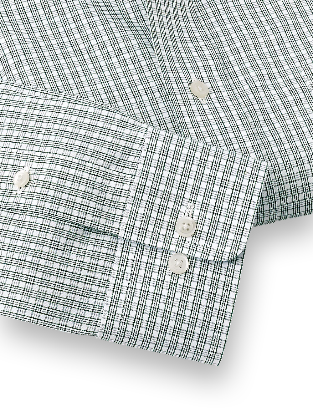 Non-Iron Cotton Plaid Dress Shirt With Contrast Trim - Green - Image 4