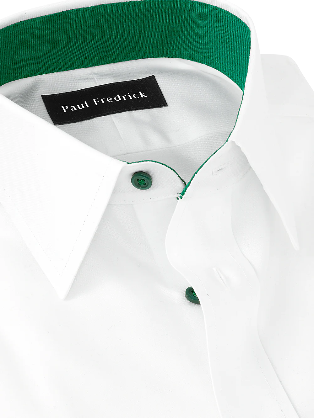 Non-Iron Cotton Solid Dress Shirt With Contrast Trim - White - Image 3