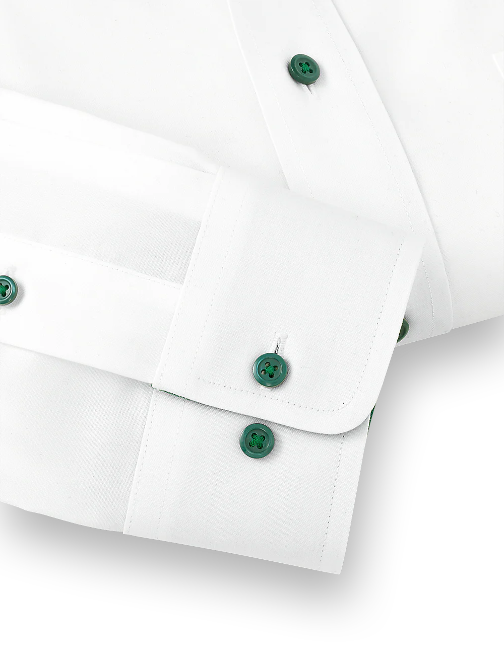 Non-Iron Cotton Solid Dress Shirt With Contrast Trim - White - Image 4