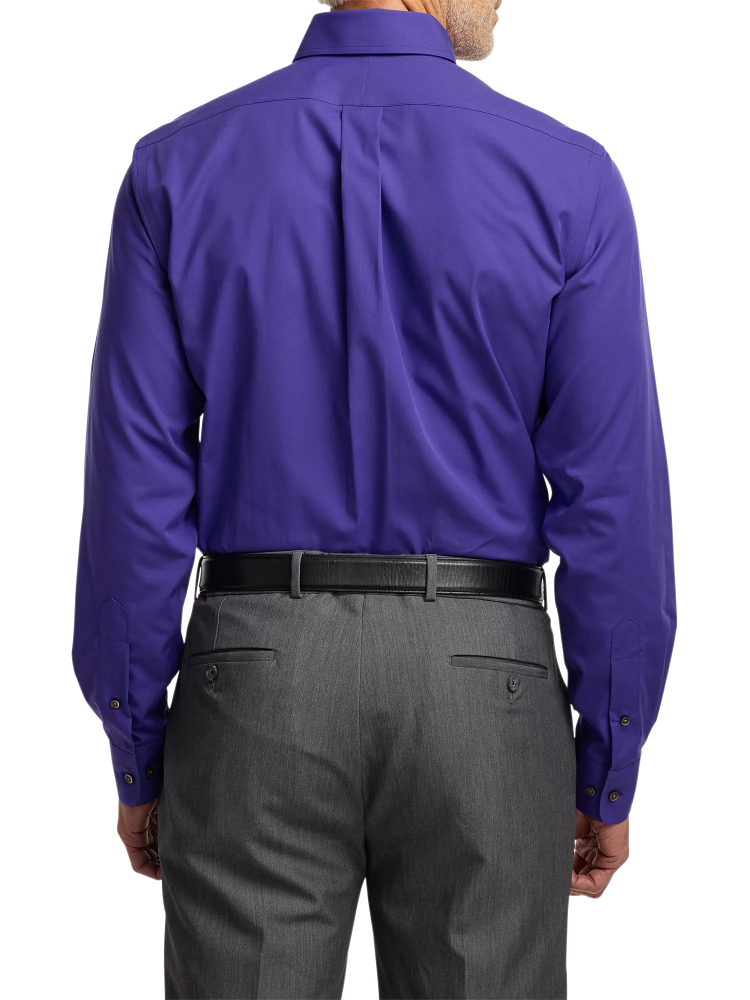 Non-Iron Cotton Solid Dress Shirt With Contrast Trim - Purple - Image 5
