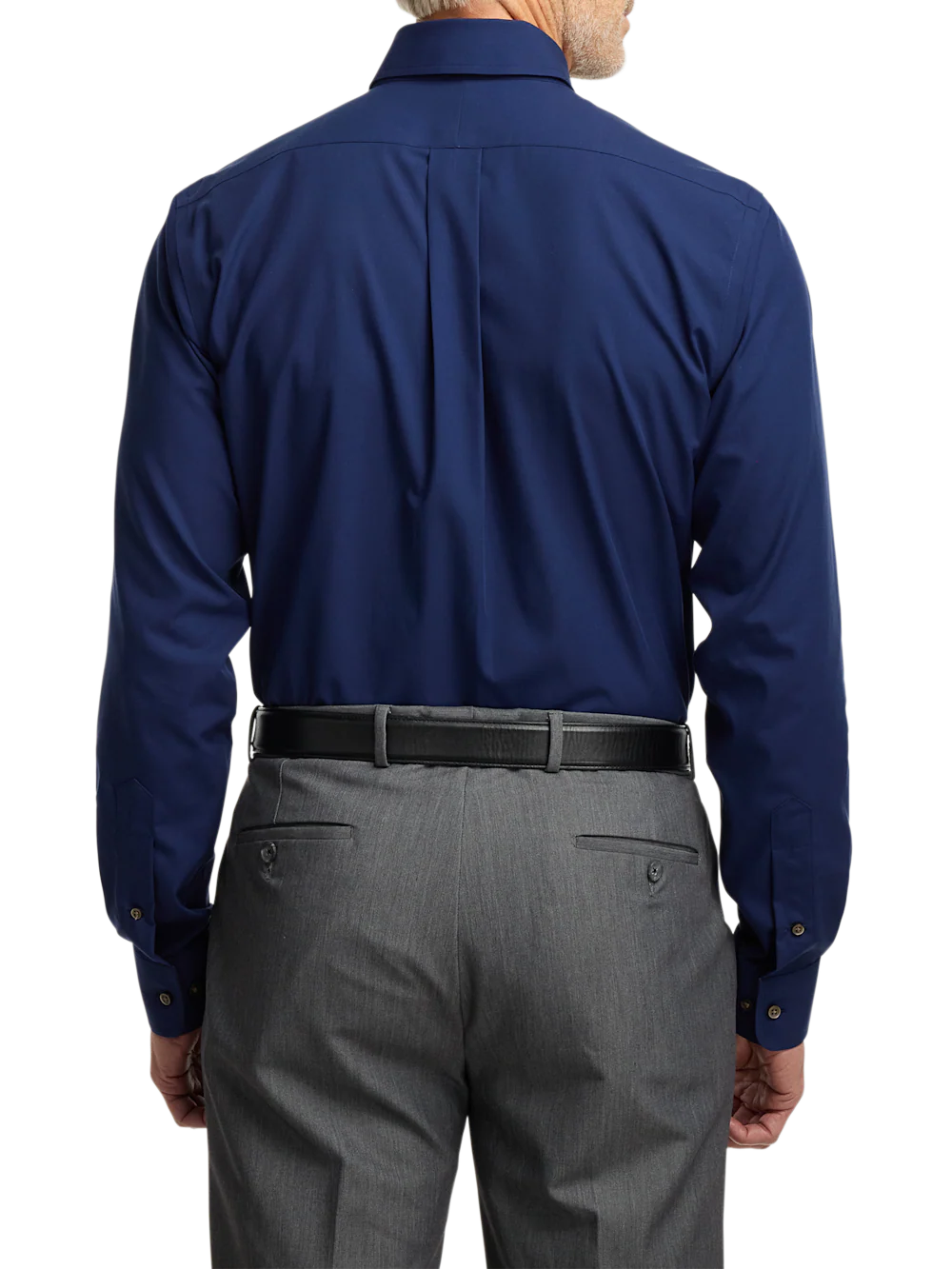 Non-Iron Cotton Solid Dress Shirt With Contrast Trim - Navy - Image 5