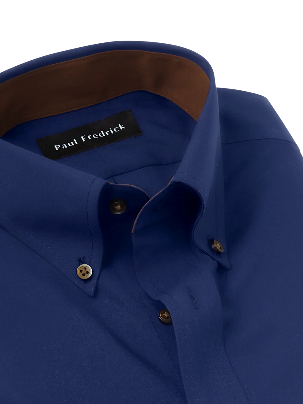 Non-Iron Cotton Solid Dress Shirt With Contrast Trim - Navy - Image 7