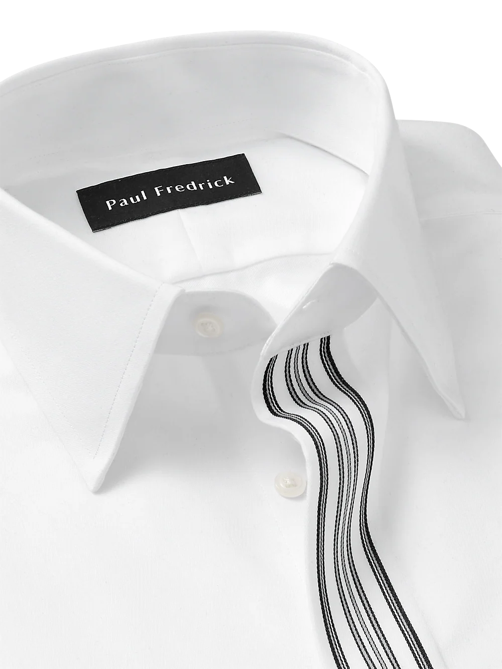 Non-Iron Cotton Solid Dress Shirt With Contrast Trim - White/black - Image 7