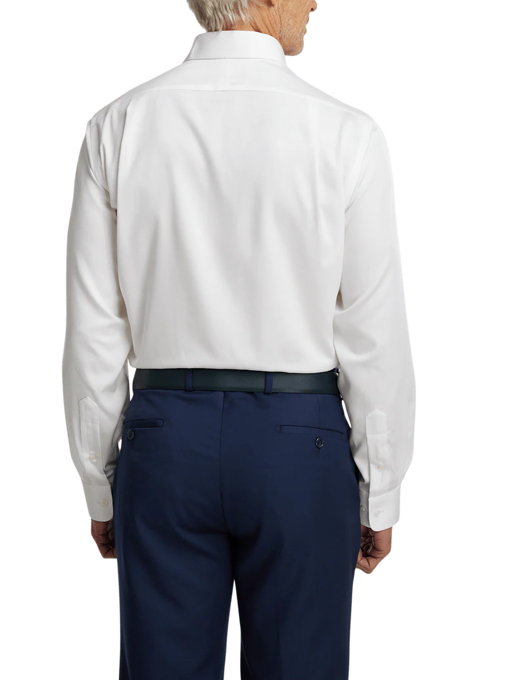 Non-Iron Cotton Solid Dress Shirt With Contrast Trim - White - Image 5
