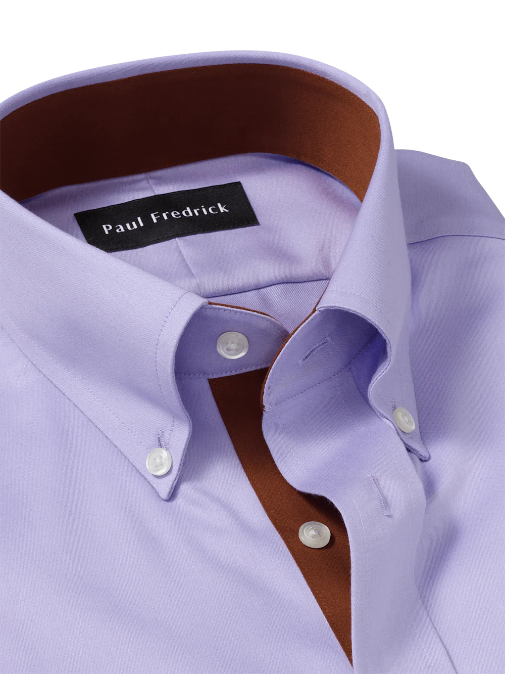 Non-Iron Cotton Solid Dress Shirt With Contrast Trim - Lavender - Image 7