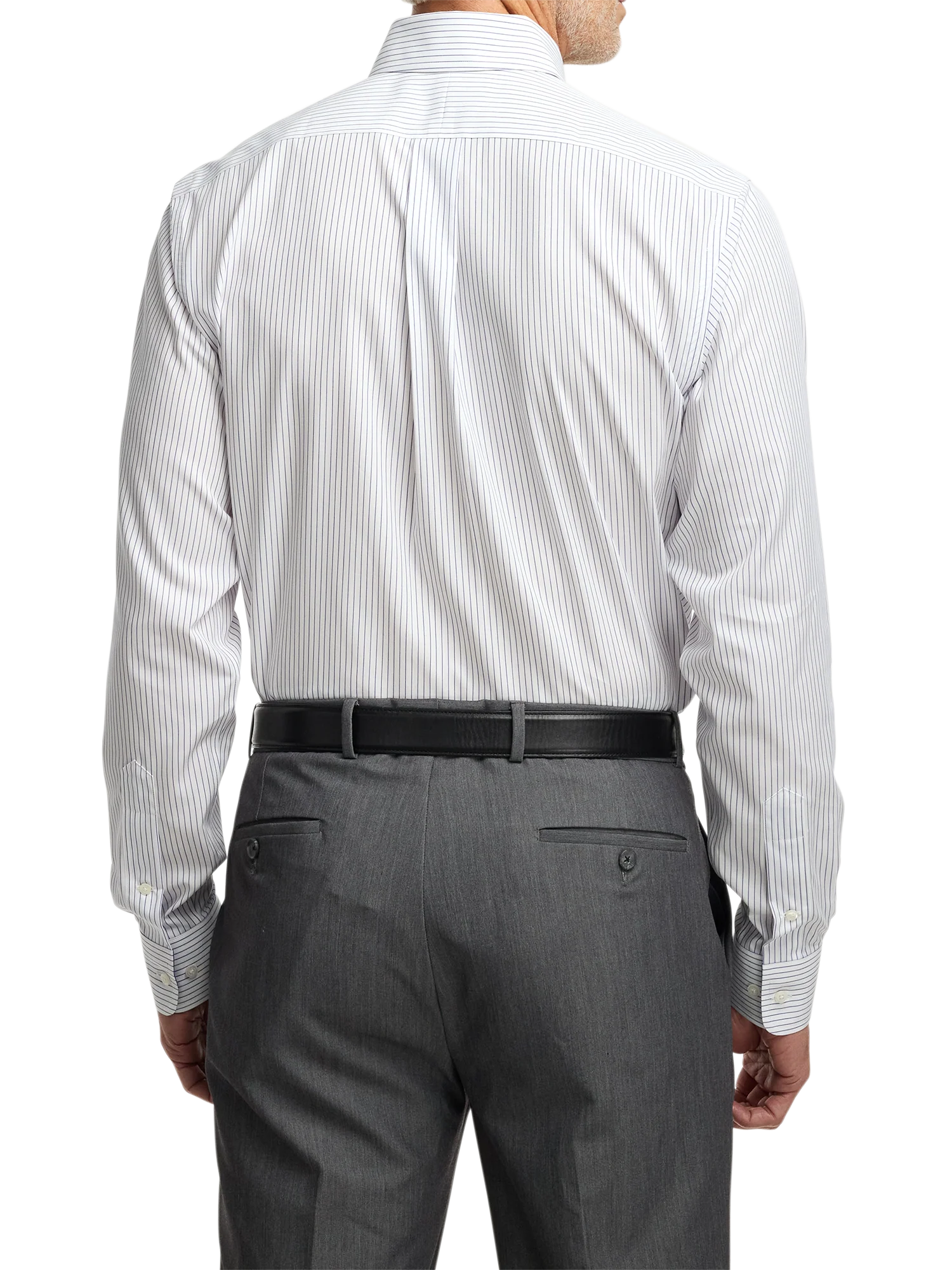 Non-Iron Cotton Stripe Dress Shirt With Contrast Trim - Purple - Image 5