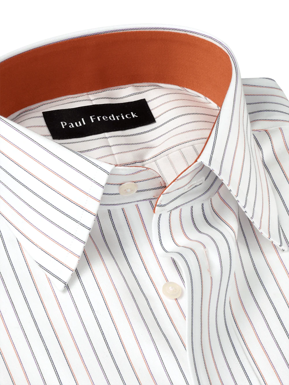Non-Iron Cotton Stripe Dress Shirt With Contrast Trim - White Multi - Image 7