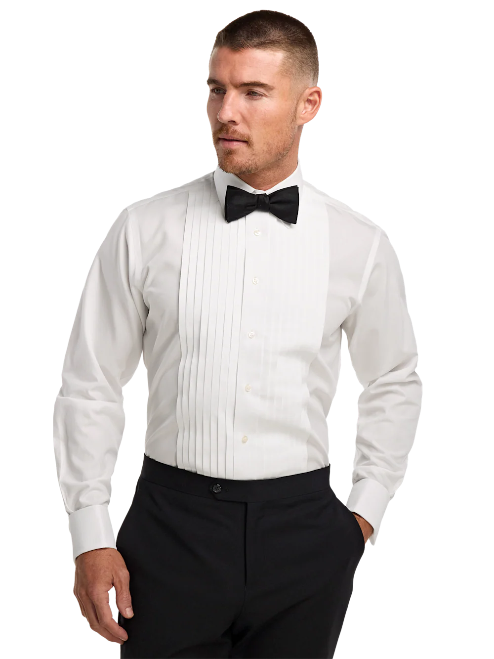 Non-Iron Cotton Tuxedo Shirt - White - Image 2