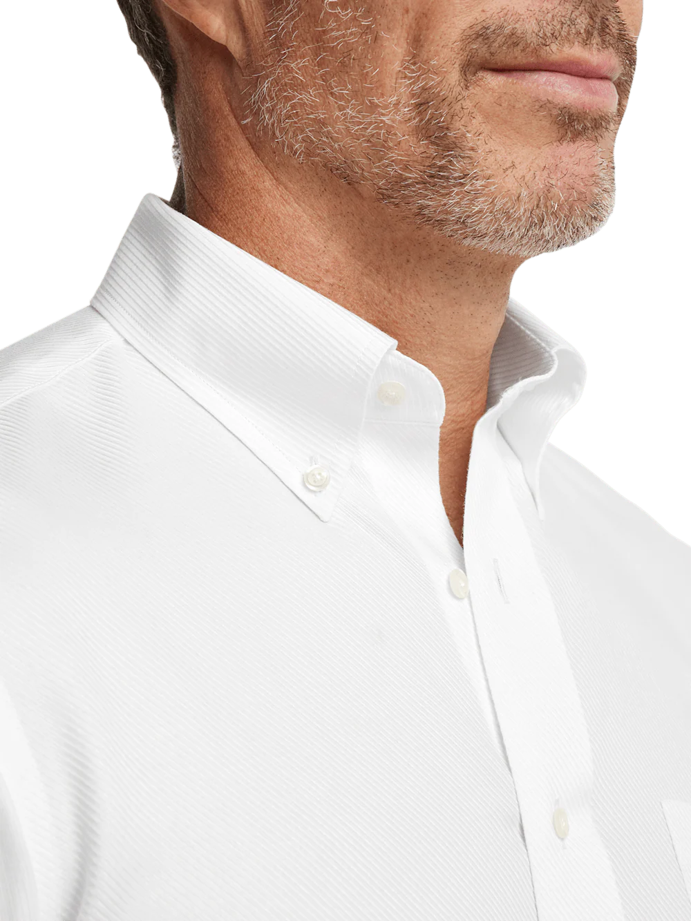 Non-Iron Cotton Twill Button Down Collar Dress Shirt - White - Image 3