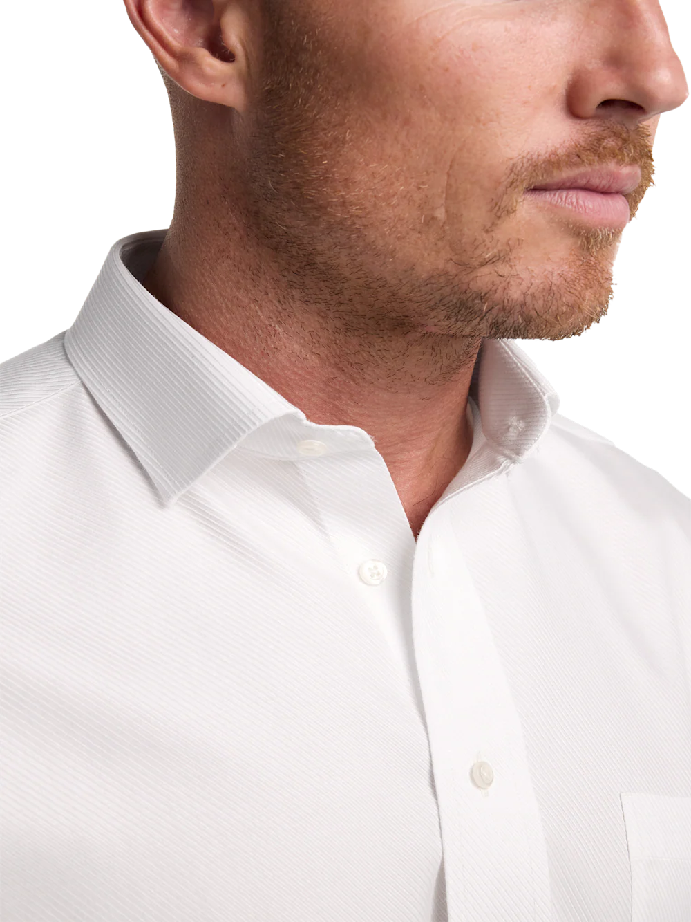 Non-Iron Cotton Twill Spread Collar Dress Shirt - White - Image 3