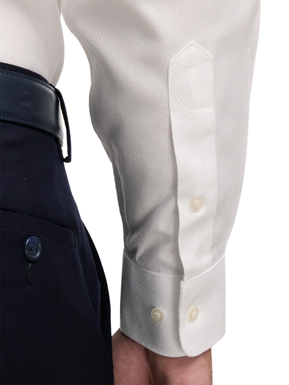 Non-Iron Cotton Twill Spread Collar Dress Shirt - White - Image 4