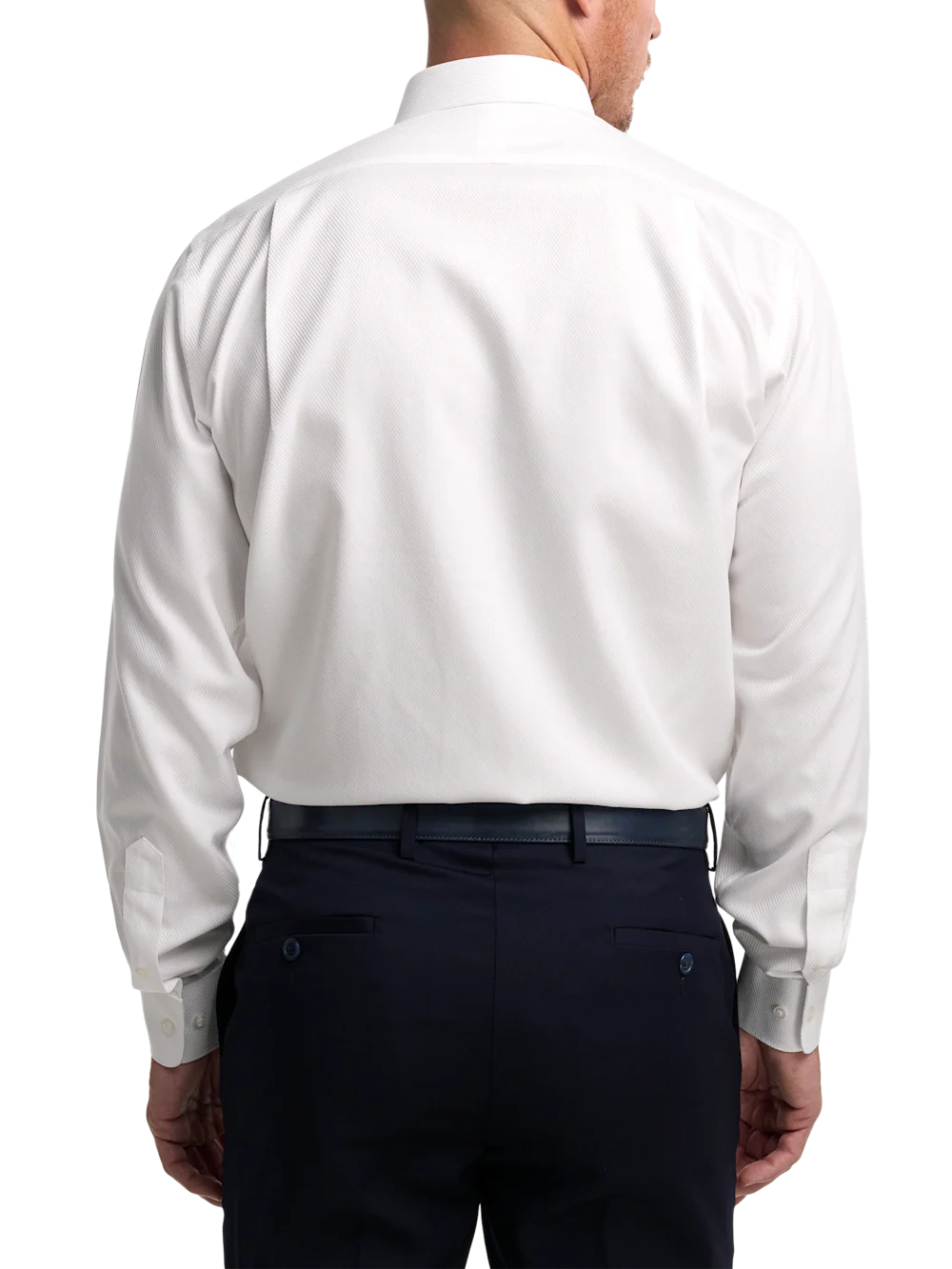 Non-Iron Cotton Twill Spread Collar Dress Shirt - White - Image 5