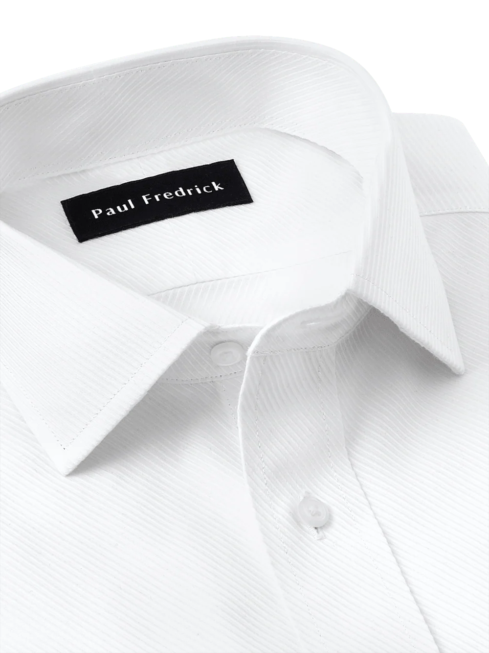Non-Iron Cotton Twill Spread Collar French Cuff Dress Shirt - White - Image 7