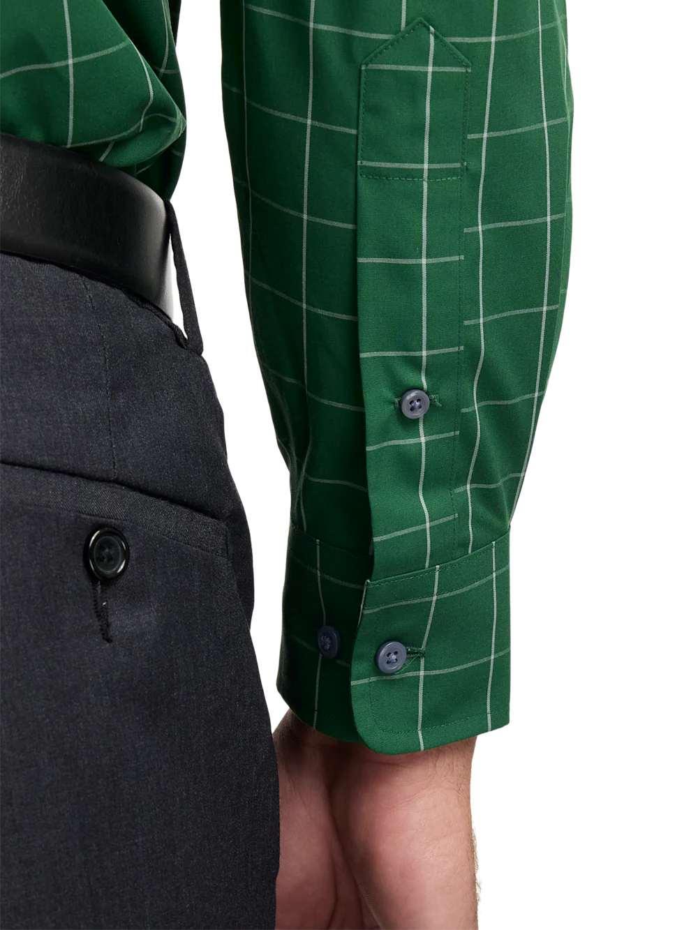 Non-Iron Cotton Windowpane Dress Shirt - Green - Image 4