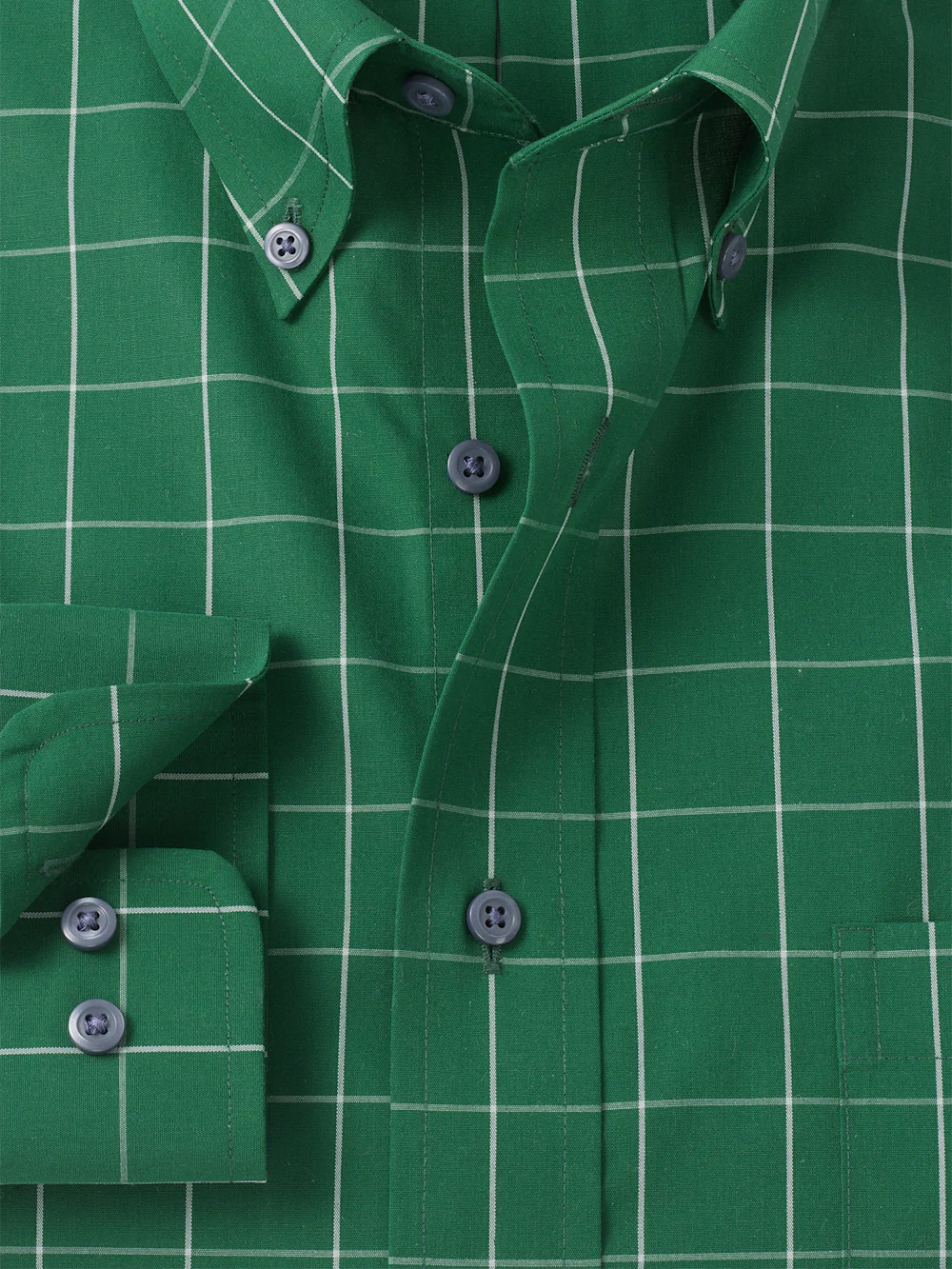 Non-Iron Cotton Windowpane Dress Shirt - Green - Image 6