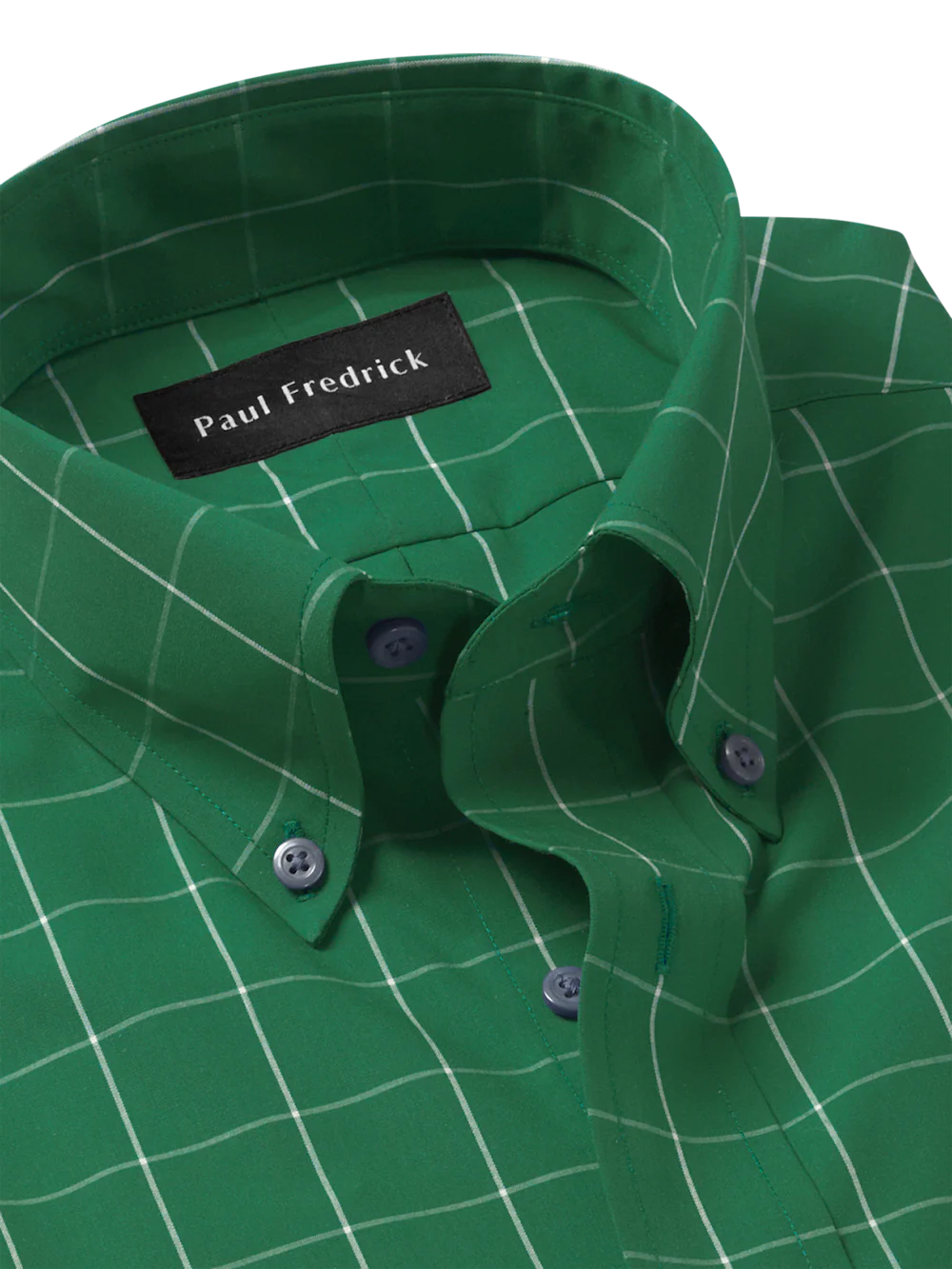 Non-Iron Cotton Windowpane Dress Shirt - Green - Image 7