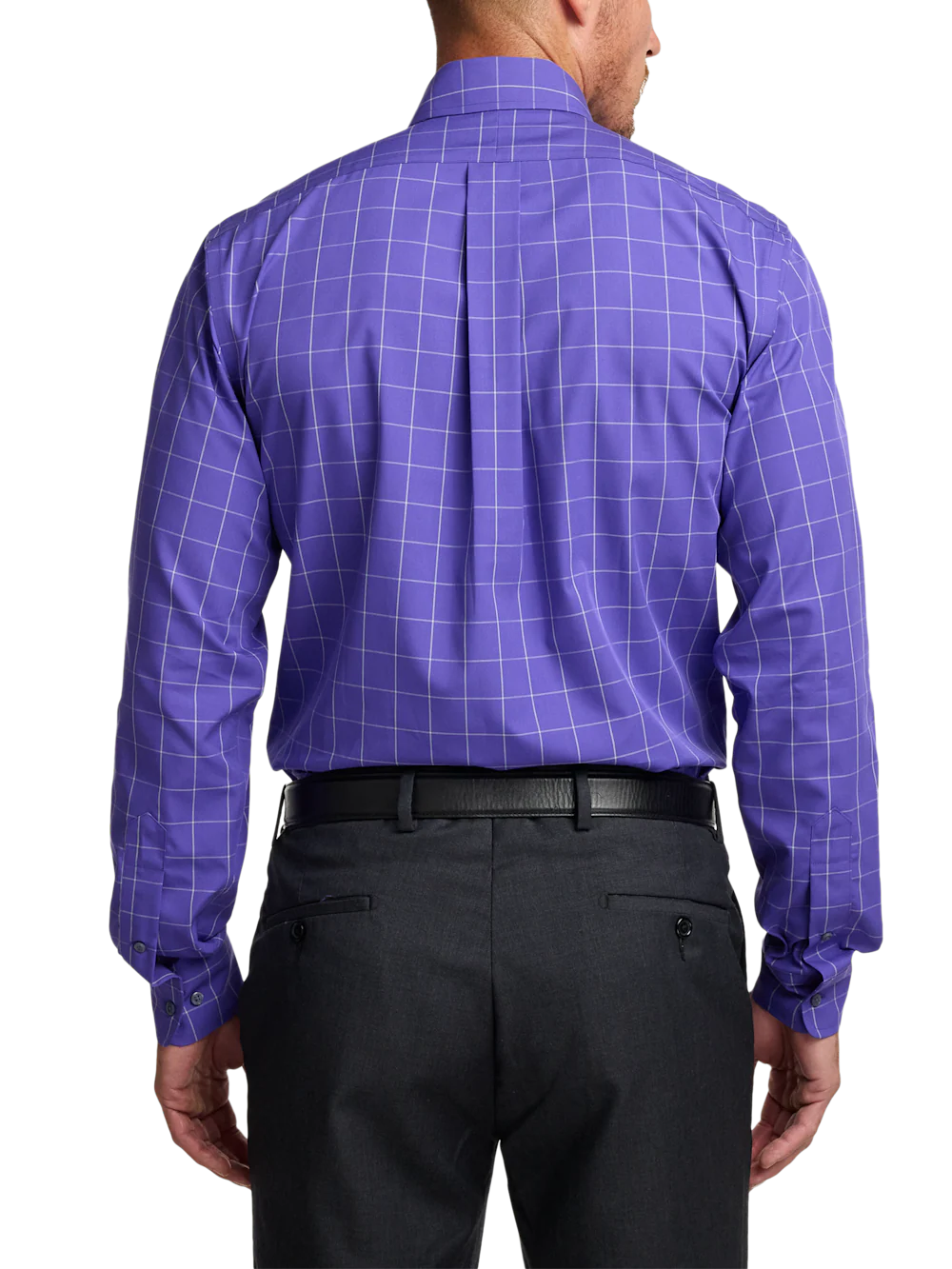 Non-Iron Cotton Windowpane Dress Shirt - Purple - Image 5