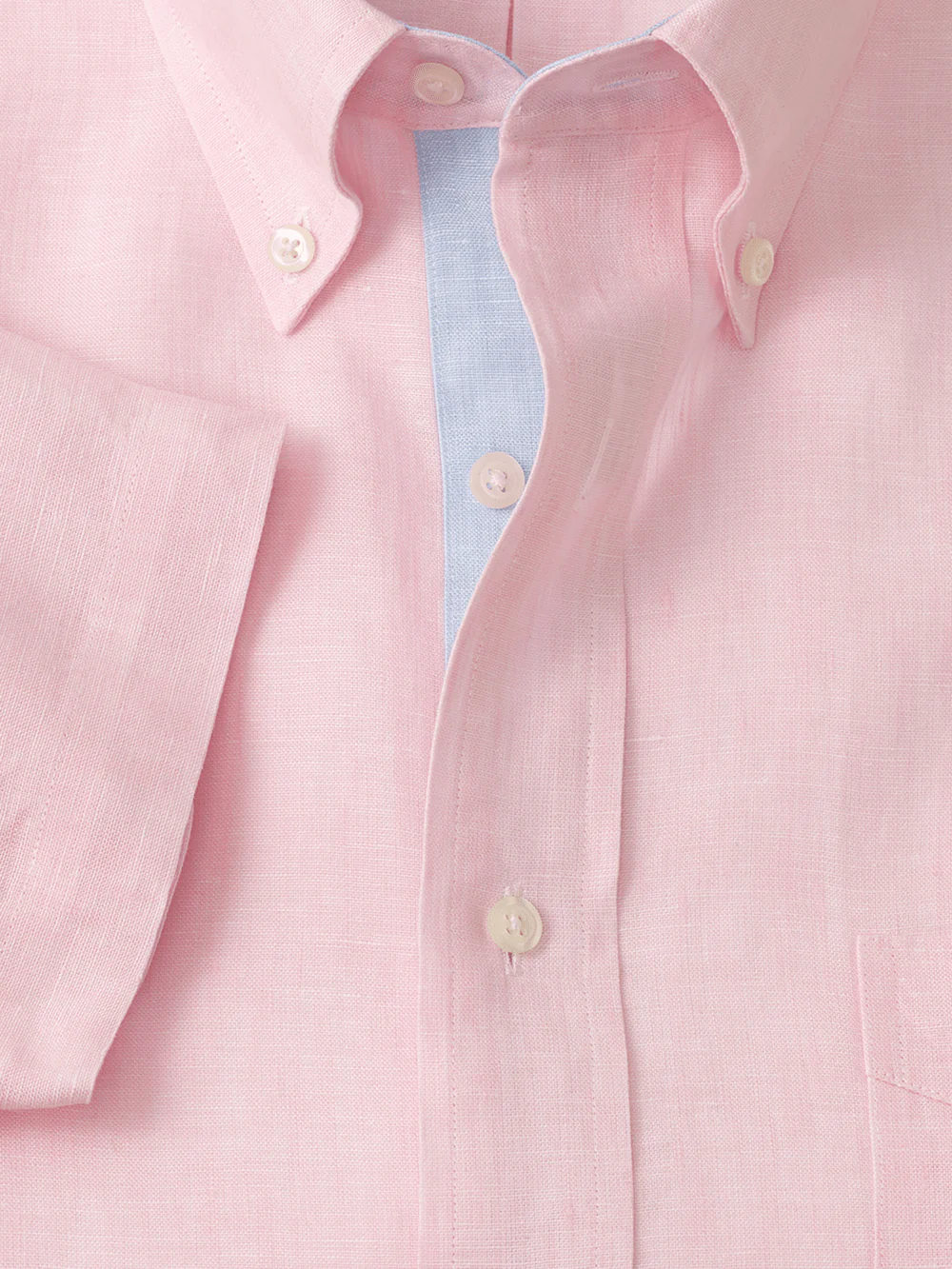 Non-Iron Linen Solid Dress Shirt With Contrast Trim - Pink - Image 6