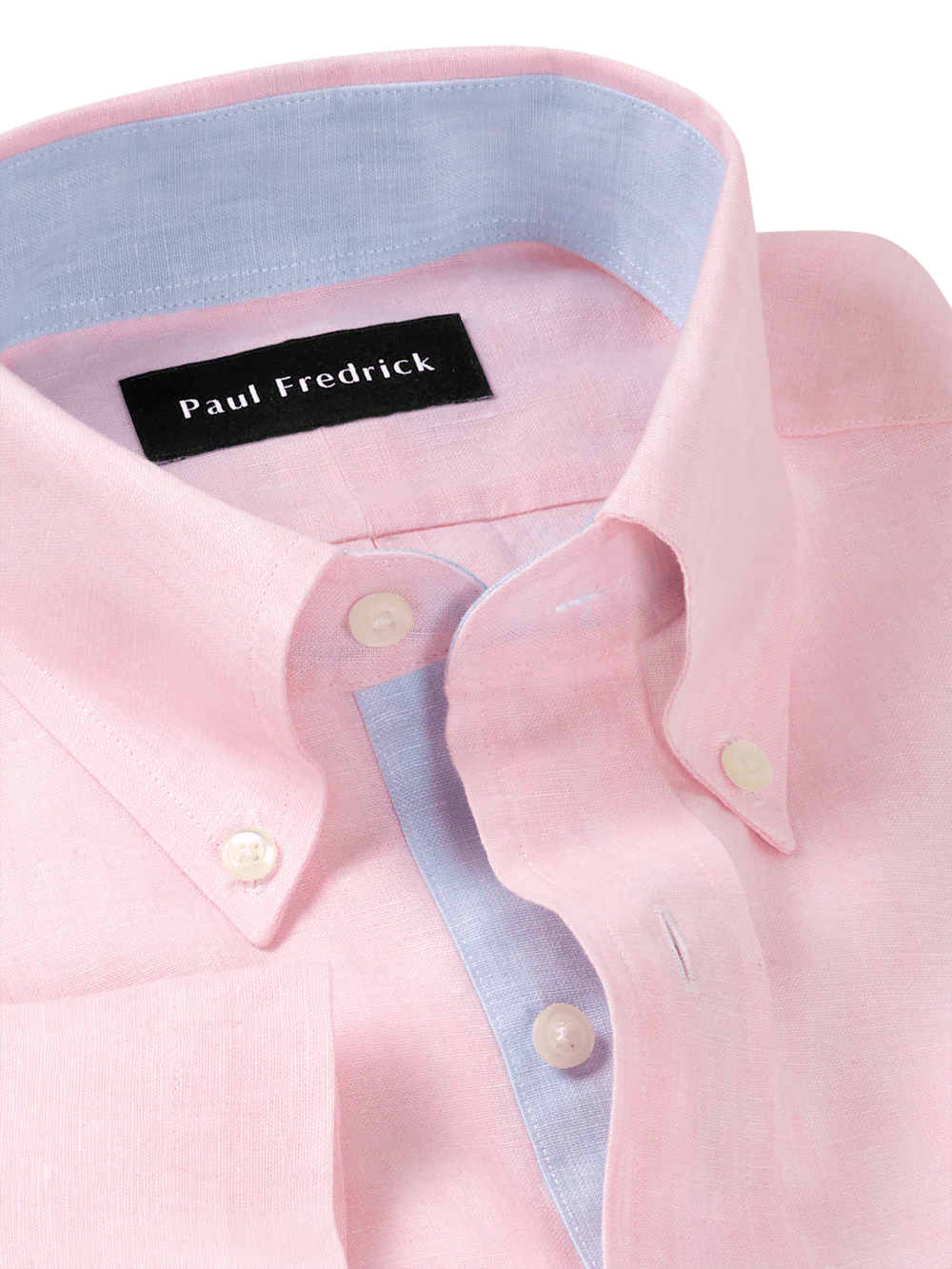 Non-Iron Linen Solid Dress Shirt With Contrast Trim - Pink - Image 7