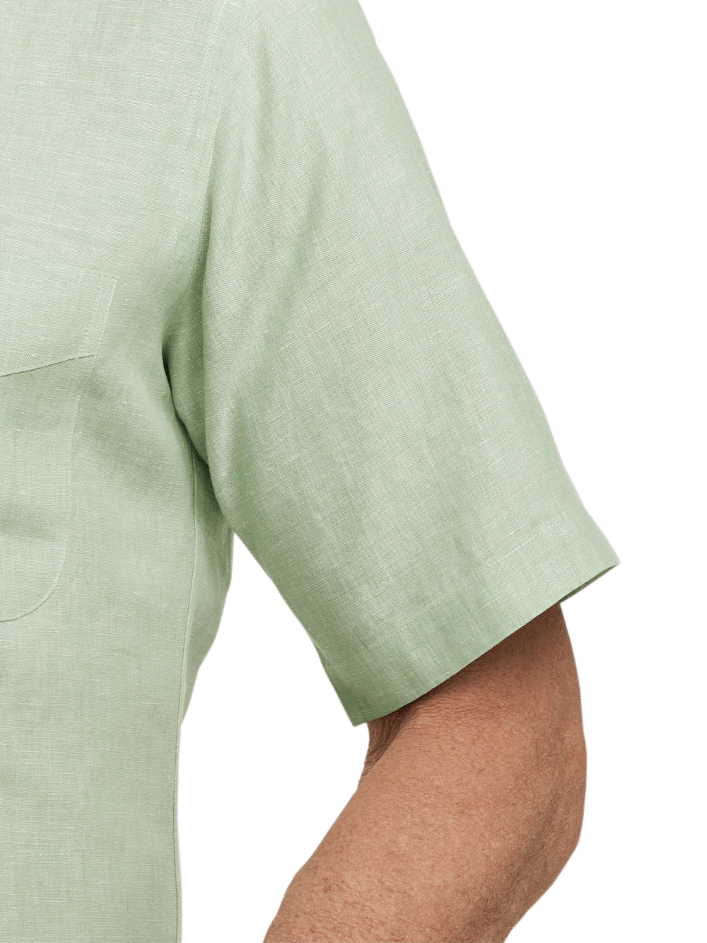 Non-Iron Linen Solid Dress Shirt With Contrast Trim - Light Green - Image 4